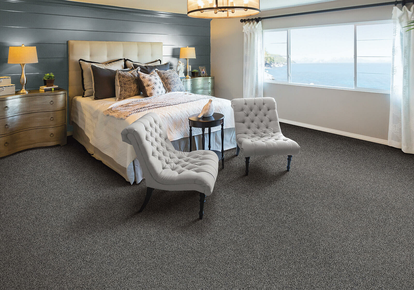 Lavish bedroom with carpet floor | Gunn Flooring Company